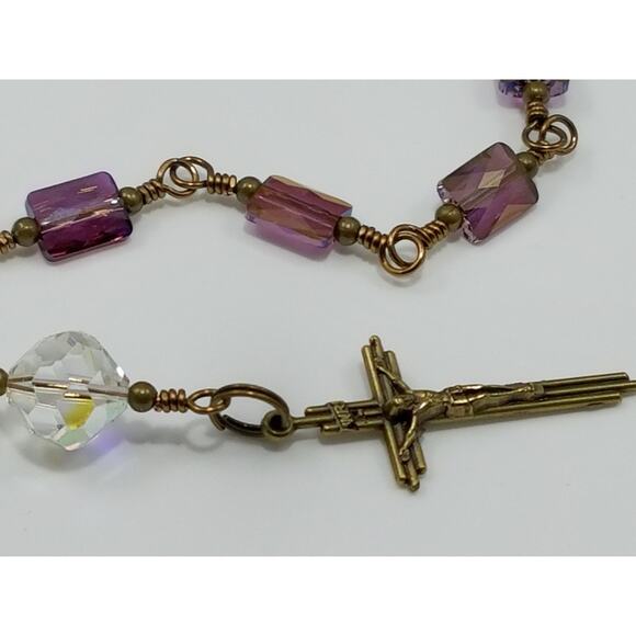 Miraculous Medal One Decade Rosary, Holy Rosary, Swarovski Purple Beads - Picture 6 of 10
